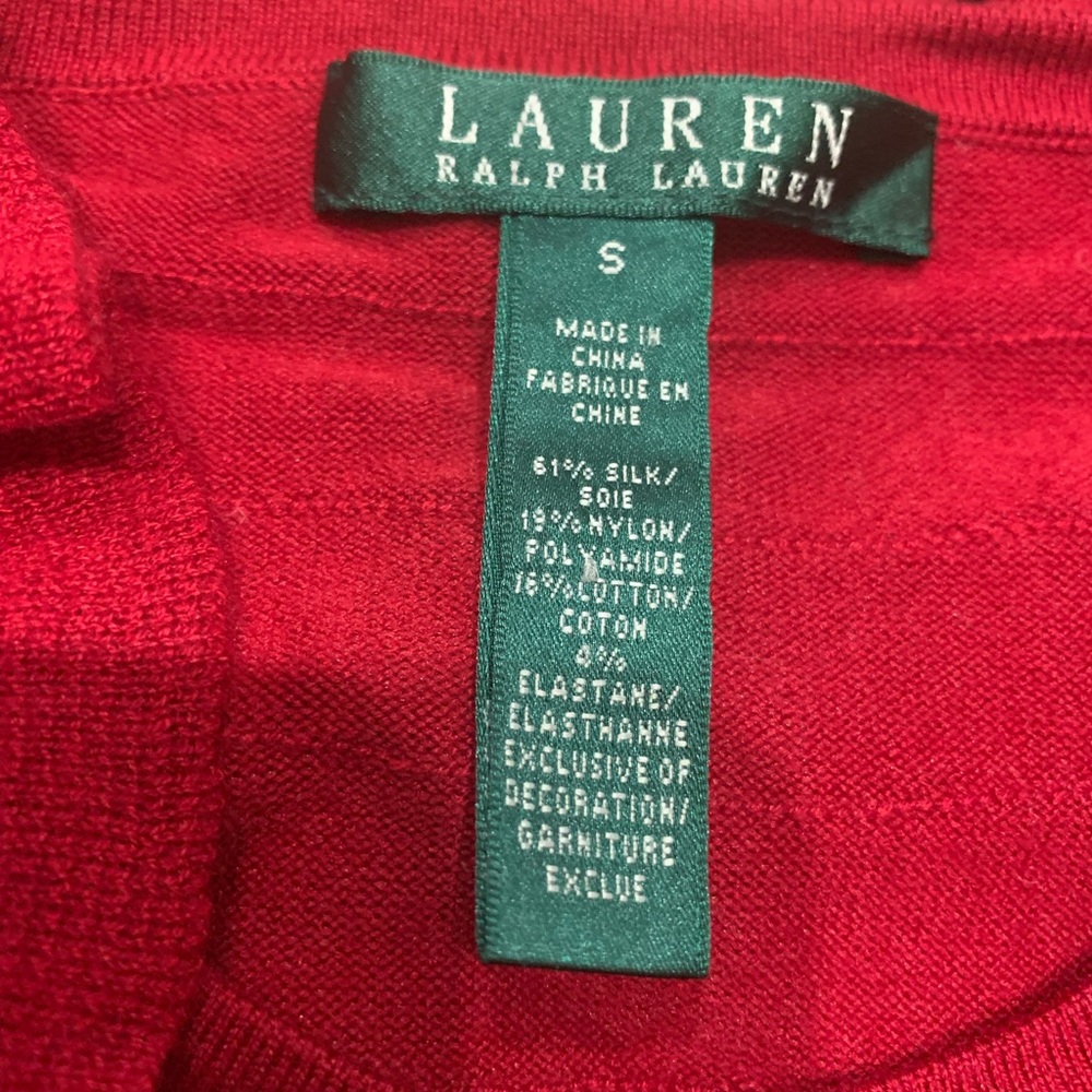 Ralph Lauren Red Ruffled Cardigan - Picture 2 of 6